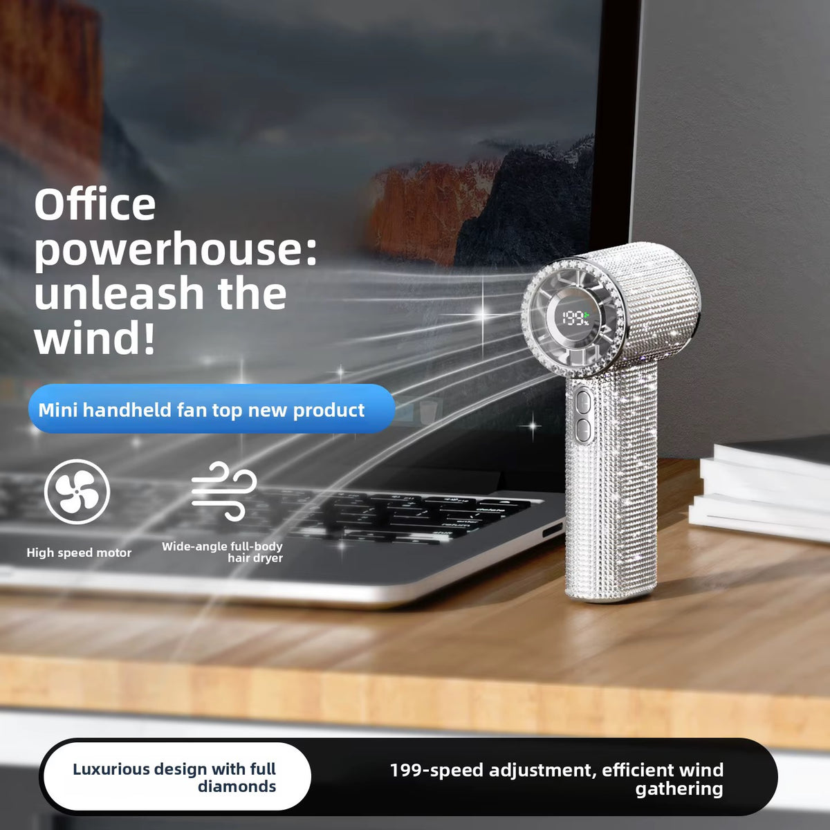 💎 Mini Ventilateur Portable de Luxe avec Affichage Numérique